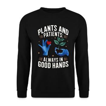 Les plantes et les patients sont toujours entre de bonnes mains Infirmière - Sweat-shirt Unisexe - noir - Devant - Alina (178cm) & Michal (187cm)