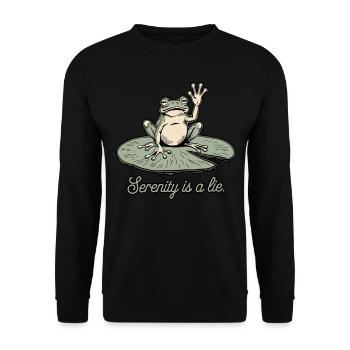 Funny Frog Serenity Is a Lie Humor Lily Pad Design - Unisex Sweatshirt - black - Front - Alina (178cm) & Michal (187cm)