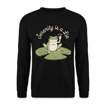 Funny Frog Serenity Is a Lie Humor Lily Pad - Unisex Sweatshirt - black - Front - Alina (178cm) & Michal (187cm)