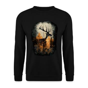 Deer Skeleton Forest Gothic Fantasy Surreal Tree - Unisex Sweatshirt - black - Front - Alina (178cm) & Michal (187cm)