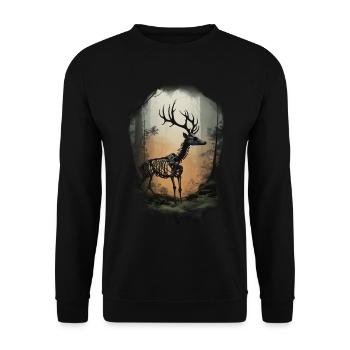 Deer Skeleton Gothic Forest Fantasy Trees Surreal - Unisex Sweatshirt - black - Front - Alina (178cm) & Michal (187cm)