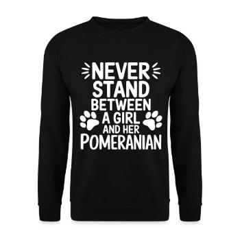 Pomeranian Spruch Hund Lustige Pomeranian Geschenk - Unisex Pullover - Schwarz - Vorne - Alina (178cm) & Michal (187cm)