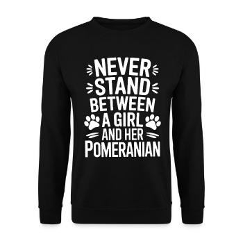 Pomeranian Spruch Hund Lustige Pomeranian Geschenk - Unisex Pullover - Schwarz - Vorne - Alina (178cm) & Michal (187cm)