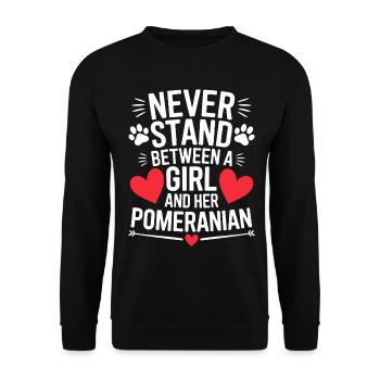 Pomeranian Spruch Hund Lustige Pomeranian Geschenk - Unisex Pullover - Schwarz - Vorne - Alina (178cm) & Michal (187cm)