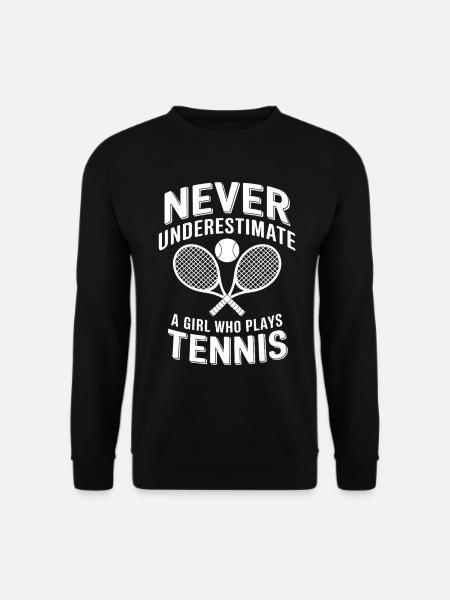Tennis Spruch Mädchen Lustiges Tennis Geschenk - Unisex Pullover - Schwarz