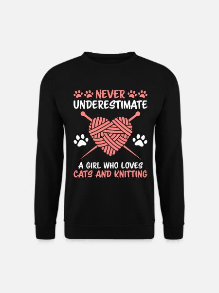 Stricken Spruch Katzeb Lustiges Stricken Geschenk - Unisex Pullover - Schwarz