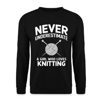 Stricken Spruch Wolle Lustiges Stricken Geschenk - Unisex Pullover - Schwarz - Vorne - Alina (178cm) & Michal (187cm)