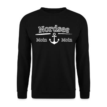 Nordsee Motiv mit Anker - Unisex Pullover - Schwarz - Vorne - Alina (178cm) & Michal (187cm)