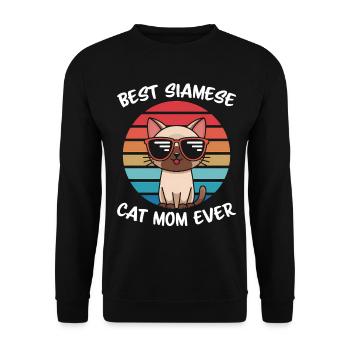 Siamkatze Spruch Siamkatze Mama Siamkatze Geschenk - Unisex Pullover - Schwarz - Vorne - Alina (178cm) & Michal (187cm)
