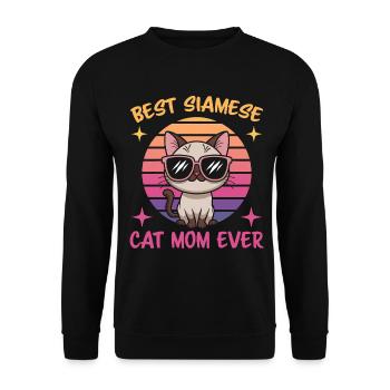 Siamkatze Spruch Siamkatze Mama Siamkatze Geschenk - Unisex Pullover - Schwarz - Vorne - Alina (178cm) & Michal (187cm)