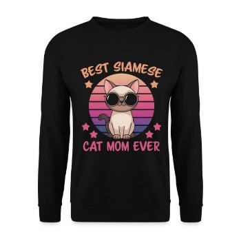 Siamkatze Spruch Siamkatze Mama Siamkatze Geschenk - Unisex Pullover - Schwarz - Vorne - Alina (178cm) & Michal (187cm)