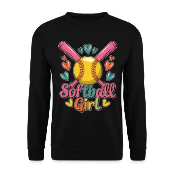 Softball Fille Fille Drôle Softball Cadeau - Sweat-shirt Unisexe - noir - Devant - Alina (178cm) & Michal (187cm)