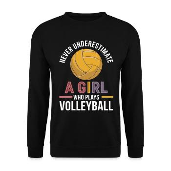 Volleyball Spruch Lustiges Volleyball Geschenk - Unisex Pullover - Schwarz - Vorne - Alina (178cm) & Michal (187cm)