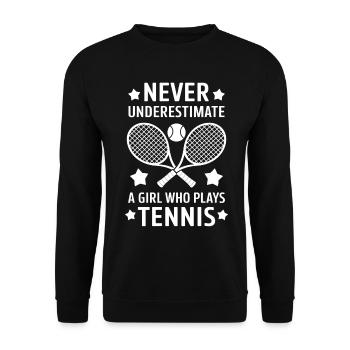 Tennis Saying Girl Funny Tennis Gift - Unisex Sweatshirt - black - Front - Alina (178cm) & Michal (187cm)