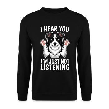 Border Collie disant drôle Border Collie cadeau - Sweat-shirt Unisexe - noir - Devant - Alina (178cm) & Michal (187cm)