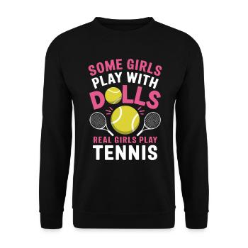 Tennis Saying Girl Funny Tennis Gift - Unisex Sweatshirt - black - Front - Alina (178cm) & Michal (187cm)