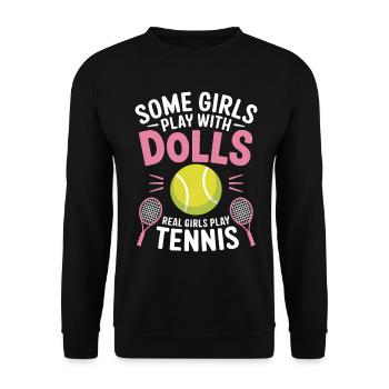 Tennis Saying Girl Funny Tennis Gift - Unisex Sweatshirt - black - Front - Alina (178cm) & Michal (187cm)