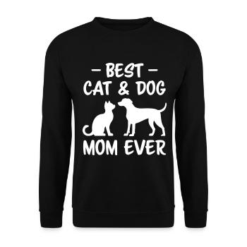 Katze und Hund Spruch Lustiges Haustier Geschenk - Unisex Pullover - Schwarz - Vorne - Alina (178cm) & Michal (187cm)