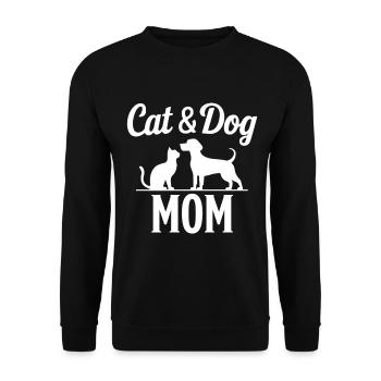 Katze und Hund Spruch Lustiges Haustier Geschenk - Unisex Pullover - Schwarz - Vorne - Alina (178cm) & Michal (187cm)