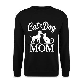 Katze und Hund Spruch Lustiges Haustier Geschenk - Unisex Pullover - Schwarz - Vorne - Alina (178cm) & Michal (187cm)
