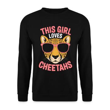 Gepard Spruch Afrika Lustiges Geparden Geschenk - Unisex Pullover - Schwarz - Vorne - Alina (178cm) & Michal (187cm)
