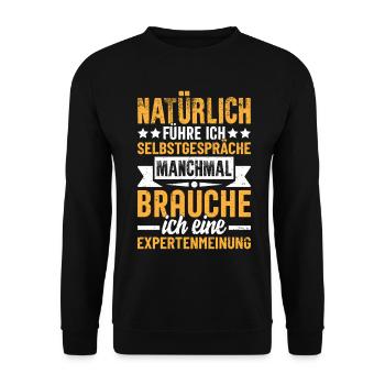 Bien sûr que je me parle à moi-même, drôle d’homme - Sweat-shirt Unisexe - noir - Devant - Alina (178cm) & Michal (187cm)