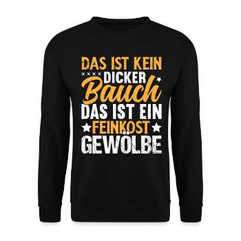 Feinkostgewölbe Fun Shirt – Lustiger Bauch Spruch - Unisex Pullover - Schwarz - Vorne - Alina (178cm) & Michal (187cm)