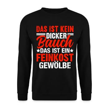 Kein dicker Bauch, sondern Feinkostgewölbe Shirt - Unisex Pullover - Schwarz - Vorne - Alina (178cm) & Michal (187cm)