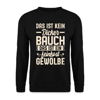 Das ist kein dicker Bauch – Feinkostgewölbe Shirt - Unisex Pullover - Schwarz - Vorne - Alina (178cm) & Michal (187cm)
