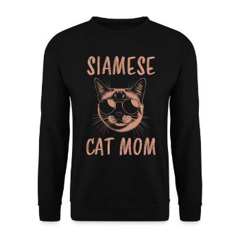 Siamkatze Spruch Siamkatze Mama Siamkatze Geschenk - Unisex Pullover - Schwarz - Vorne - Alina (178cm) & Michal (187cm)