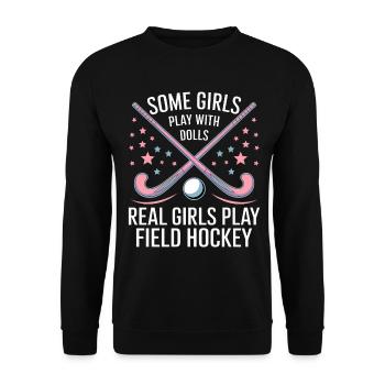 Field Hockey Saying Sports Funny Field Hockey Gift - Unisex Sweatshirt - black - Front - Alina (178cm) & Michal (187cm)