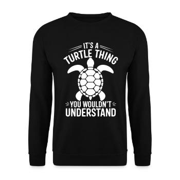 Schildkröte Spruch Lustiges Schildkröten Geschenk - Unisex Pullover - Schwarz - Vorne - Alina (178cm) & Michal (187cm)