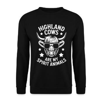 Hochlandkuh Schottisches Hochlandrind Geschenk - Unisex Pullover - Schwarz - Vorne - Alina (178cm) & Michal (187cm)