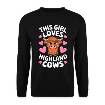 Highland Cow Highland Ecossais Highland Cattle Gift - Sweat-shirt Unisexe - noir - Devant - Alina (178cm) & Michal (187cm)