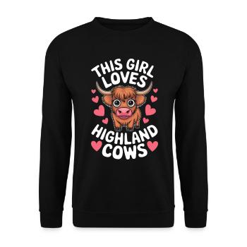 Highland Cow Highland Ecossais Highland Cattle Gift - Sweat-shirt Unisexe - noir - Devant - Alina (178cm) & Michal (187cm)