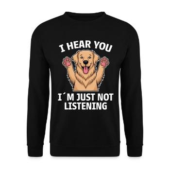Golden Retriever Spruch Golden Retriever Geschenk - Unisex Pullover - Schwarz - Vorne - Alina (178cm) & Michal (187cm)