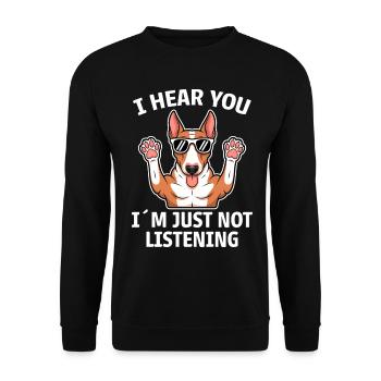 Bullterrier Spruch Lustiges Bullterrier Geschenk - Unisex Pullover - Schwarz - Vorne - Alina (178cm) & Michal (187cm)