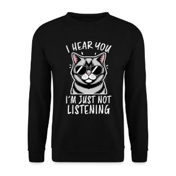 British Shorthair Dire Drôle de Chats Cadeau - Sweat-shirt Unisexe - noir - Devant - Alina (178cm) & Michal (187cm)