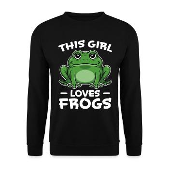 Frosch Spruch Mädchen Lustiges Frösche Geschenk - Unisex Pullover - Schwarz - Vorne - Alina (178cm) & Michal (187cm)