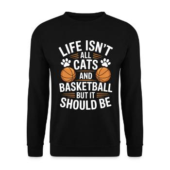 Basketball Saying Cat Funny Basketball Gift - Unisex Sweatshirt - black - Front - Alina (178cm) & Michal (187cm)