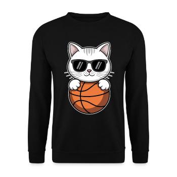 Chat de basket-ball drôle cadeau de basket-ball - Sweat-shirt Unisexe - noir - Devant - Alina (178cm) & Michal (187cm)