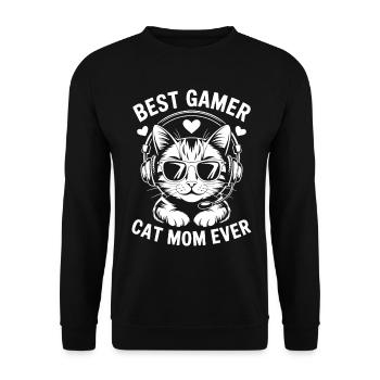 Gamer Saying Mom Cats Funny Gaming Gift - Unisex Sweatshirt - black - Front - Alina (178cm) & Michal (187cm)