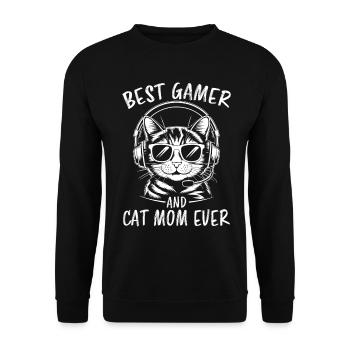 Gamer Saying Mom Cats Funny Gaming Gift - Unisex Sweatshirt - black - Front - Alina (178cm) & Michal (187cm)