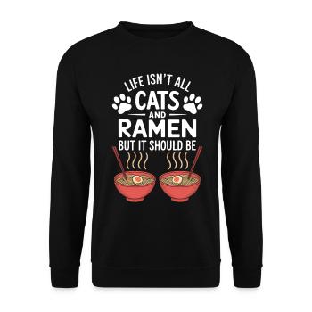 Ramen Cat Anime Funny Kawaii Ramen Gift - Unisex Sweatshirt - black - Front - Alina (178cm) & Michal (187cm)
