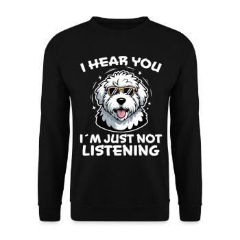 Old English Sheepdog Spruch Witz Sheepdog Geschenk - Unisex Pullover - Schwarz - Vorne - Alina (178cm) & Michal (187cm)