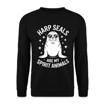Sceau disant sceau drôle phoque du Groenland cadeau - Sweat-shirt Unisexe - noir - Devant - Alina (178cm) & Michal (187cm)