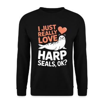 Sceau disant sceau drôle phoque du Groenland cadeau - Sweat-shirt Unisexe - noir - Devant - Alina (178cm) & Michal (187cm)