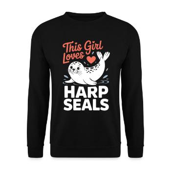 Sceau disant sceau drôle phoque du Groenland cadeau - Sweat-shirt Unisexe - noir - Devant - Alina (178cm) & Michal (187cm)