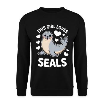 Sceau disant sceau drôle phoque du Groenland cadeau - Sweat-shirt Unisexe - noir - Devant - Alina (178cm) & Michal (187cm)