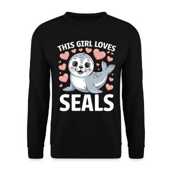Sceau disant sceau drôle phoque du Groenland cadeau - Sweat-shirt Unisexe - noir - Devant - Alina (178cm) & Michal (187cm)